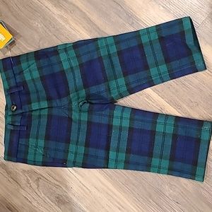 New Boys Plaid Twill Dress Pants - Nutcracker - Park Bench Green